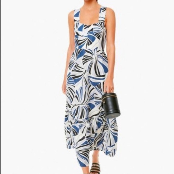 Tuckernuck Blue Palm Alston Dress sz XS Sleeveless sundress Resort Linen-Rayon - Picture 1 of 9